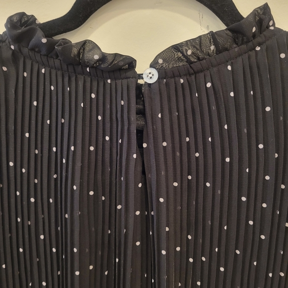 Spring chiffon pleated dot dress - Picture 6 of 11